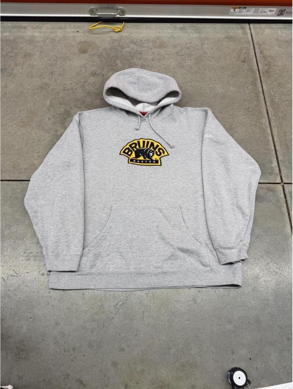 vintage boston bruins reebok grey big logo hoodie size xl